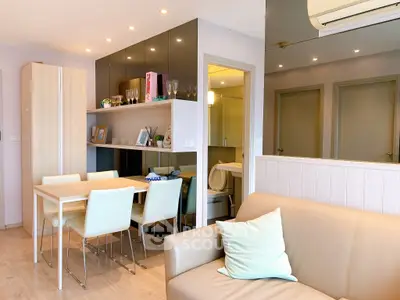 Modern living room with dining area and stylish decor