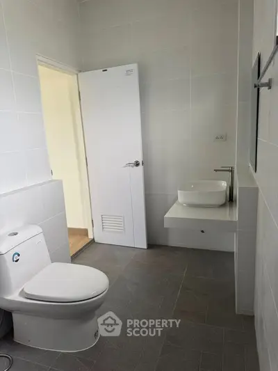 Modern bathroom with sleek fixtures and minimalist design