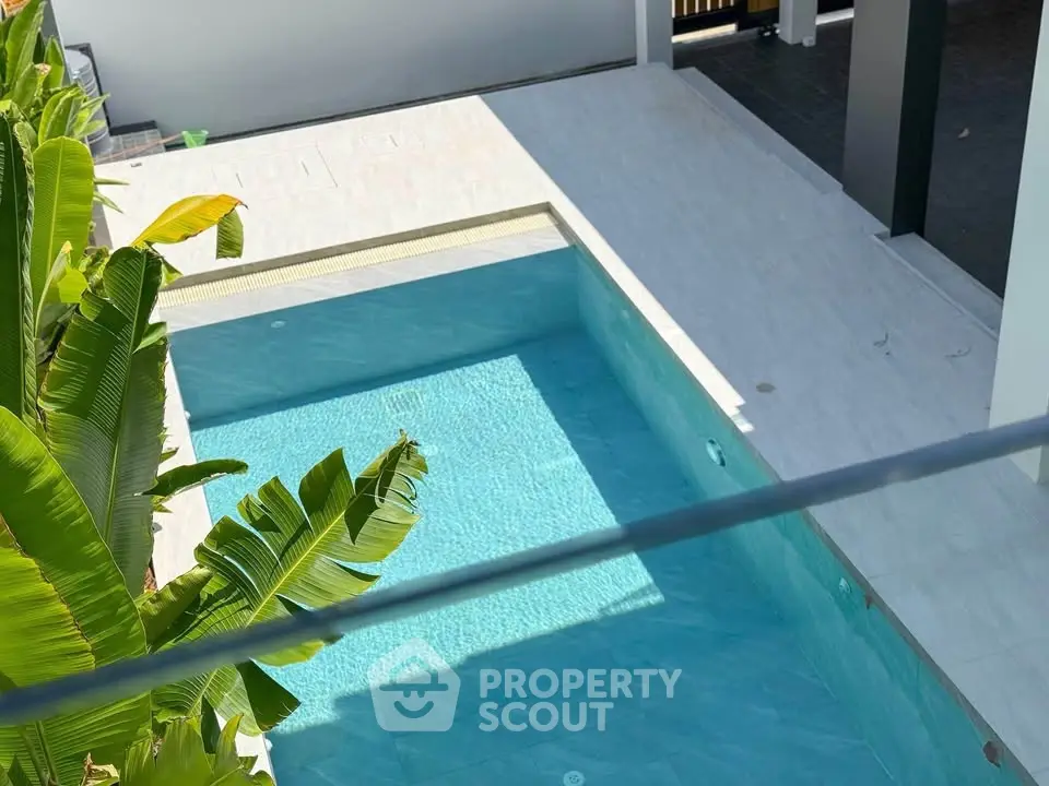 Luxurious private pool with modern design and lush greenery, perfect for relaxation and entertainment.