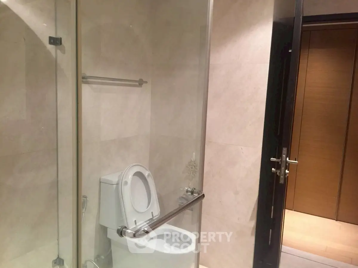 Modern bathroom with glass shower and sleek design