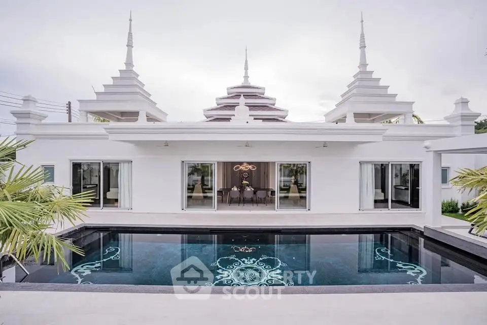 Luxurious villa with stunning pool and elegant architecture, perfect for upscale living.