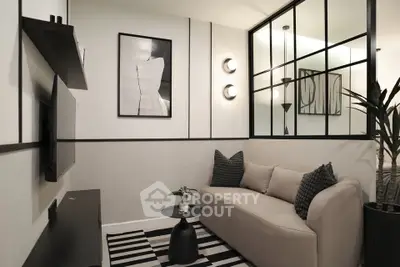 Stylish modern living room with cozy sofa and chic decor