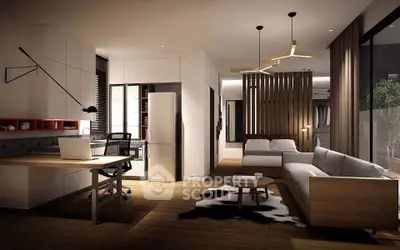 Modern open-concept living room with stylish decor and natural lighting
