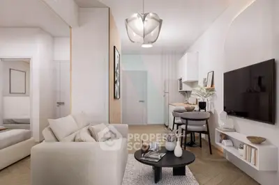 Modern open-plan living room with stylish decor and cozy ambiance