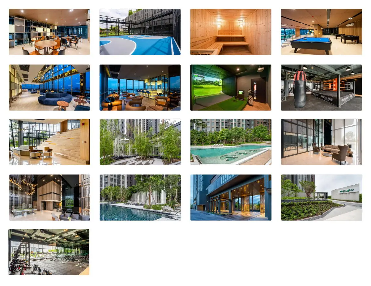 Luxurious condo amenities with pool, gym, sauna, and stunning views.