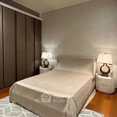 Elegant bedroom with modern decor and ambient lighting