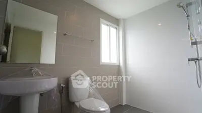 Modern bathroom with sleek design and natural light