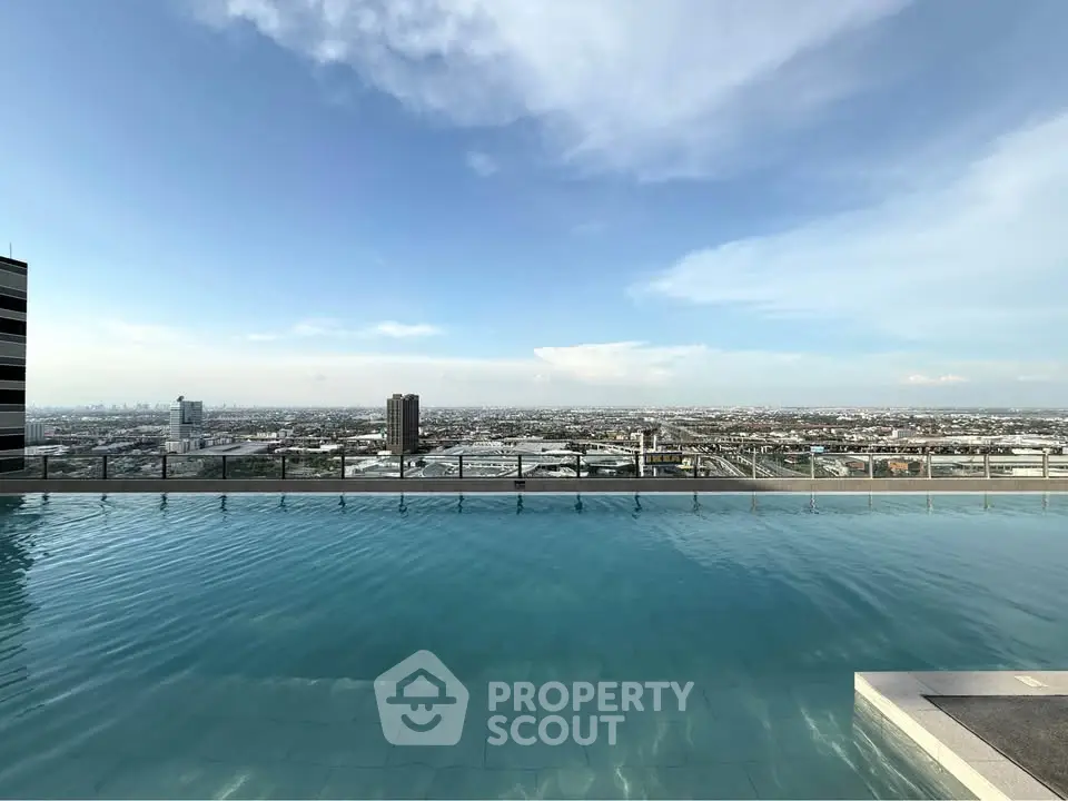 Stunning rooftop pool with panoramic city skyline views