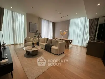 Luxurious modern living room with elegant decor and open layout