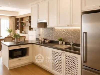 Elegant kitchen with modern appliances and open layout in a stylish home