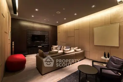 Luxurious modern living room with cozy seating and ambient lighting