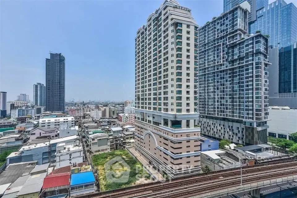Stunning cityscape view showcasing modern high-rise buildings and urban skyline.