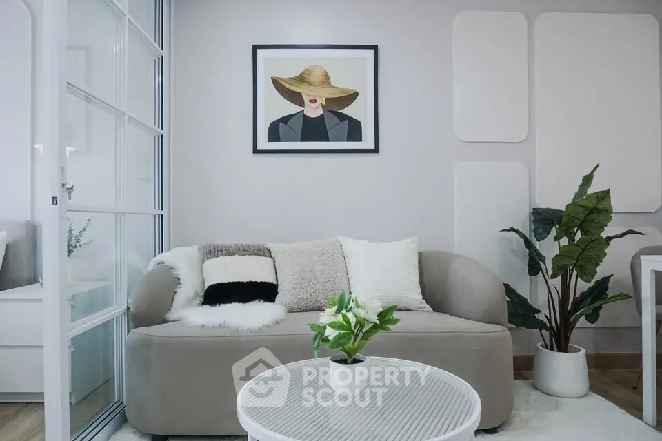 Stylish modern living room with cozy sofa and chic decor