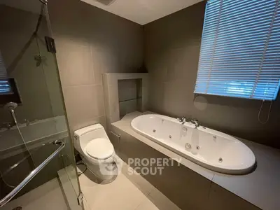 Luxurious bathroom with modern bathtub and sleek design