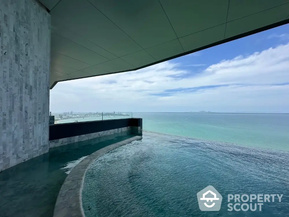 Stunning rooftop infinity pool with breathtaking ocean view and modern architectural design.