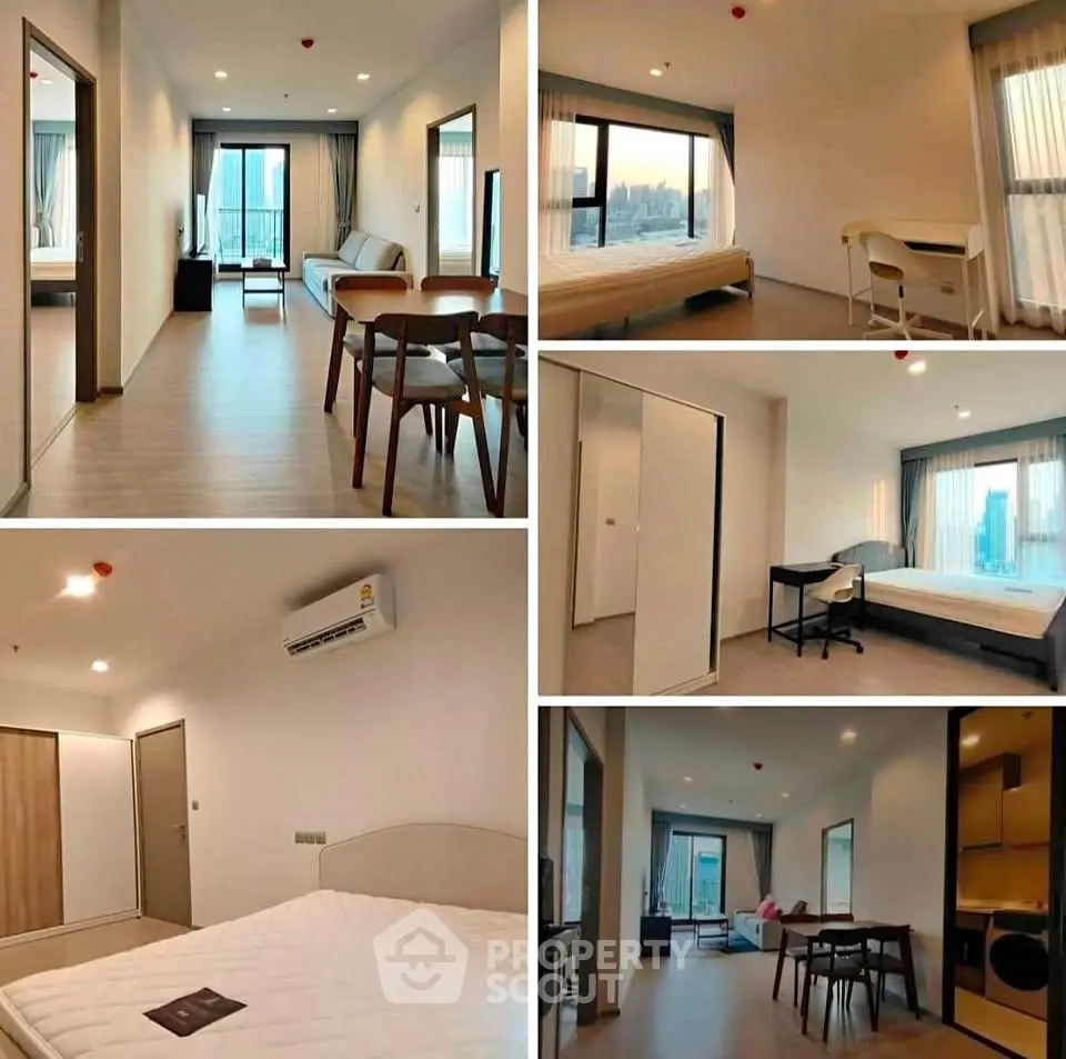 Modern apartment interior with spacious living room, cozy bedroom, and stylish furnishings.