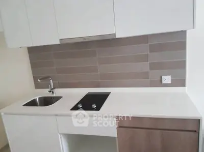Modern kitchen with sleek cabinetry and electric cooktop