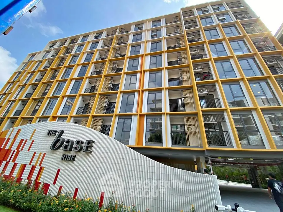Modern apartment building with unique architectural design and vibrant facade
