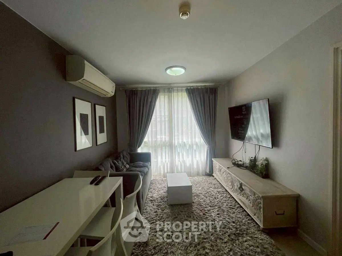 Cozy living room with modern decor and natural light