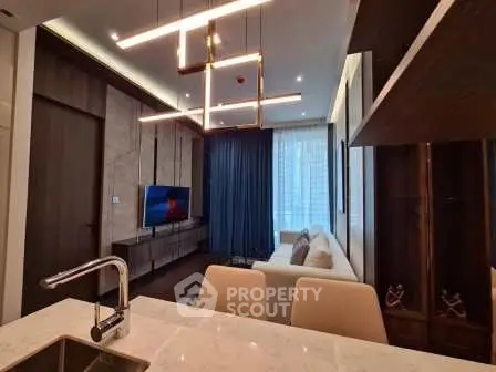 Luxurious modern living room with elegant lighting and stylish decor