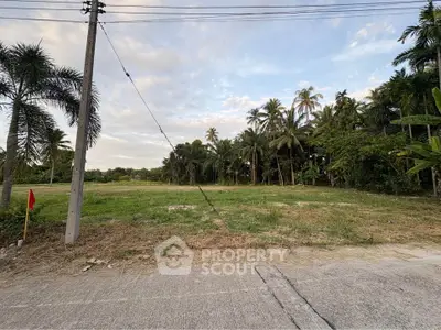 Spacious land plot with lush greenery and palm trees, ideal for development or investment opportunities.