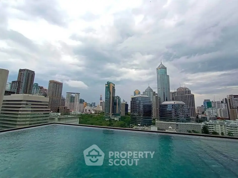Stunning rooftop pool with panoramic city skyline view, perfect for luxury urban living.