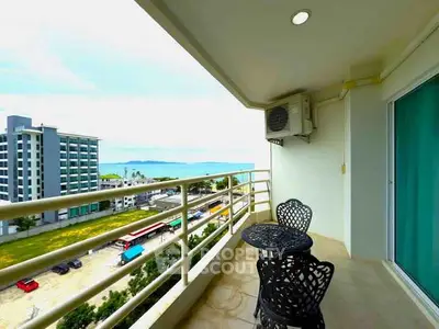 Stunning balcony with ocean view in modern high-rise building