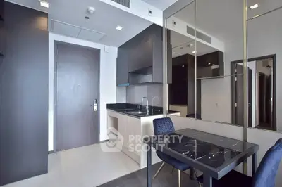 Modern kitchen with sleek design and marble dining table