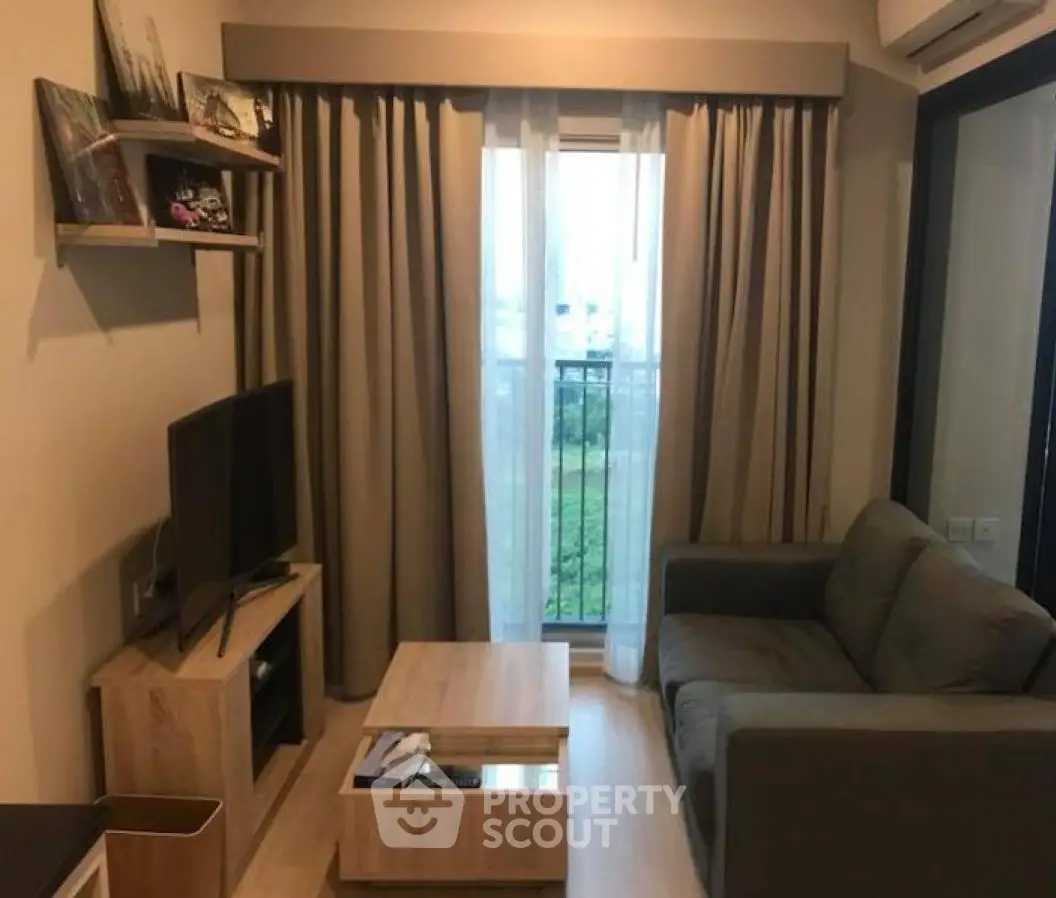 Cozy living room with modern decor and natural light