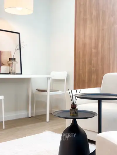 Modern living room with stylish furniture and elegant decor