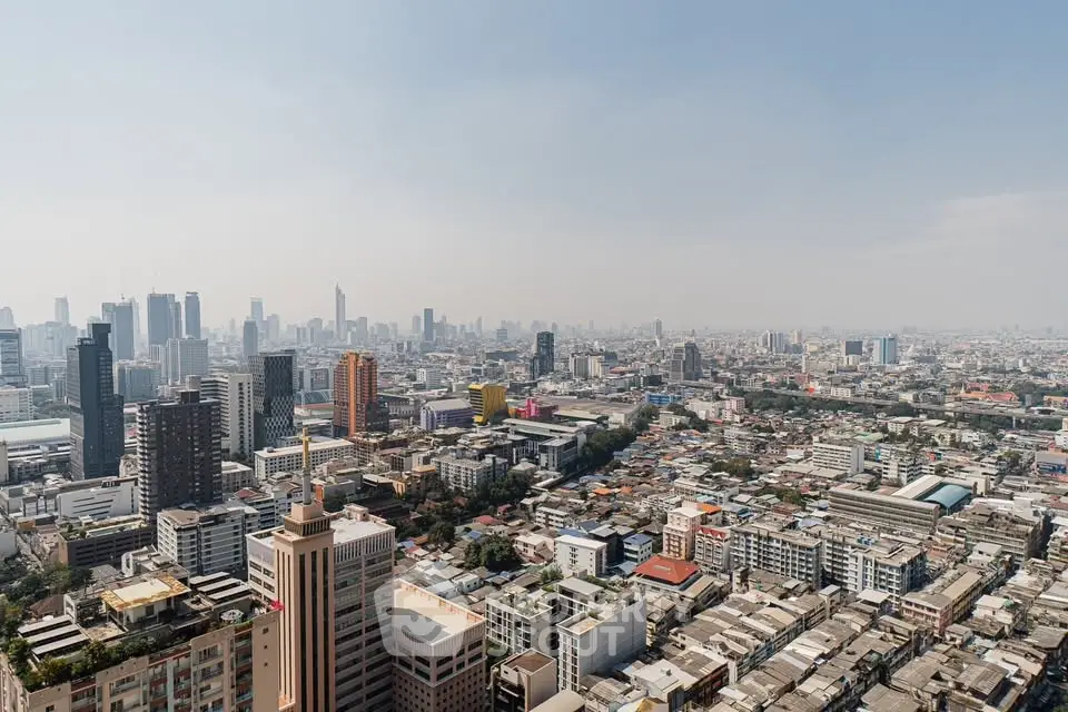 Stunning cityscape view showcasing a vibrant urban skyline with diverse architecture and bustling city life.