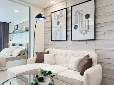 Modern living room with stylish decor and cozy seating area