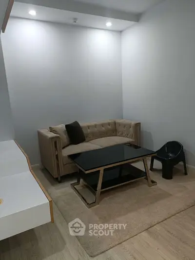 Cozy living room with modern sofa and sleek coffee table