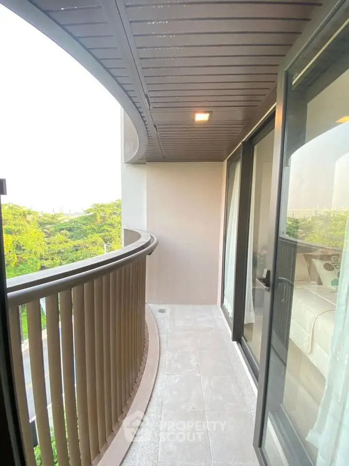 Spacious balcony with scenic view and modern design