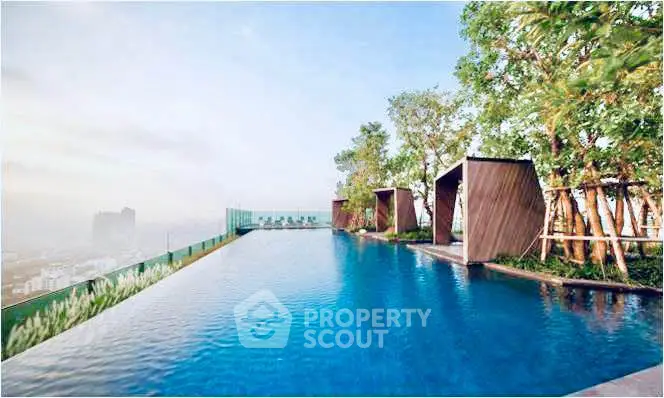 Luxurious rooftop infinity pool with stunning city views and modern cabanas.
