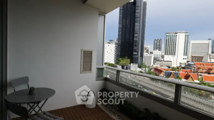 Spacious balcony with city view, perfect for relaxation and enjoying urban skyline.