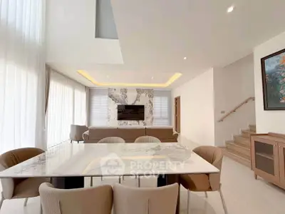 Luxurious modern living room with elegant marble dining table and stylish decor