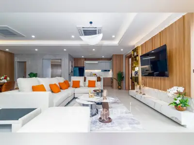 Luxurious modern living room with elegant decor and spacious seating area