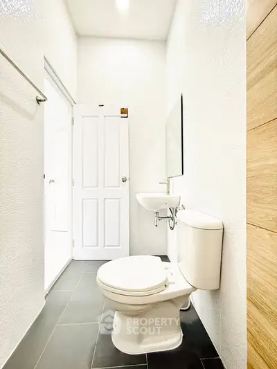 Modern bathroom with sleek fixtures and minimalist design