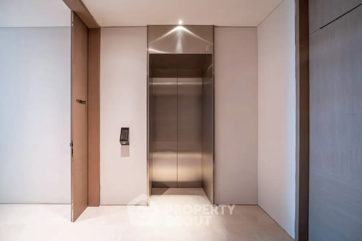 Modern elevator entrance in luxury residential building