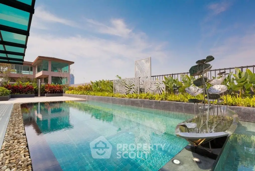 Luxurious rooftop pool with modern design and stunning city views