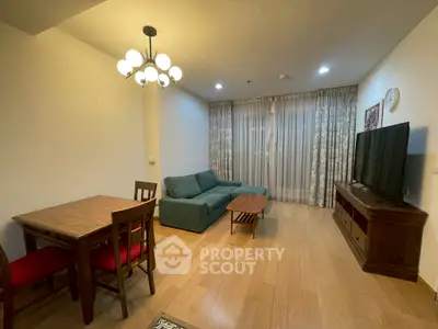 Cozy living room with modern furniture and elegant lighting