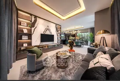 Luxurious modern living room with plush seating and elegant decor