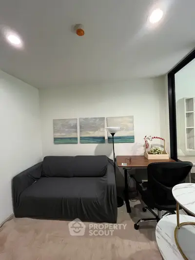 Cozy study room with modern decor and comfortable seating