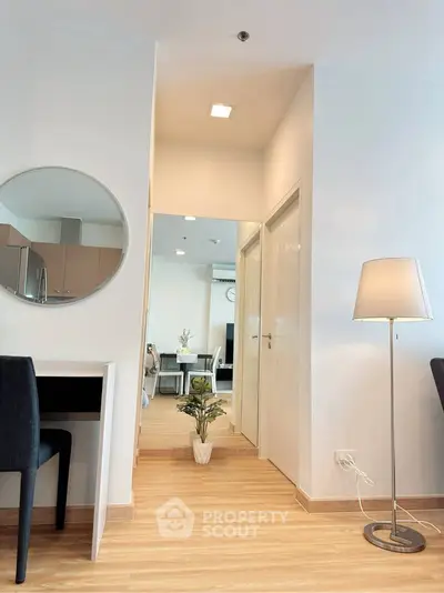 Modern apartment interior with stylish decor and wooden flooring