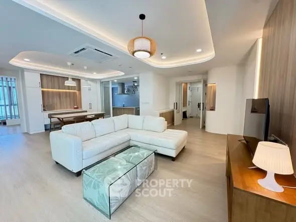 Spacious modern living room with elegant decor and open layout