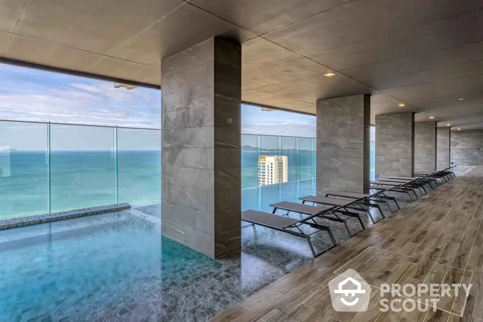 Luxurious rooftop infinity pool with stunning ocean view and modern design.