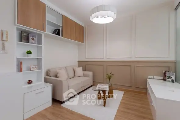 Stylish living room with modern decor and cozy seating area