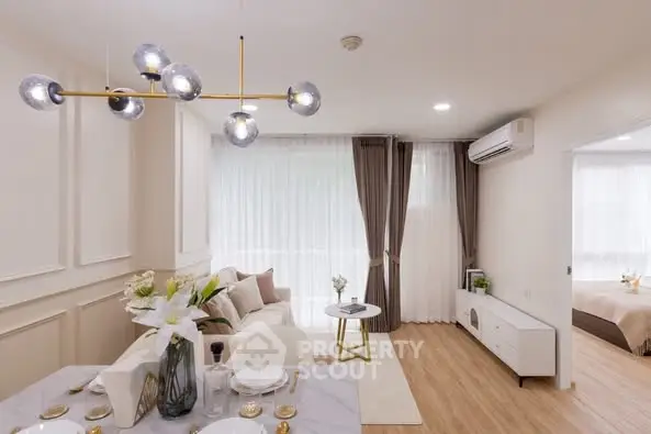 Elegant modern living room with stylish decor and natural light