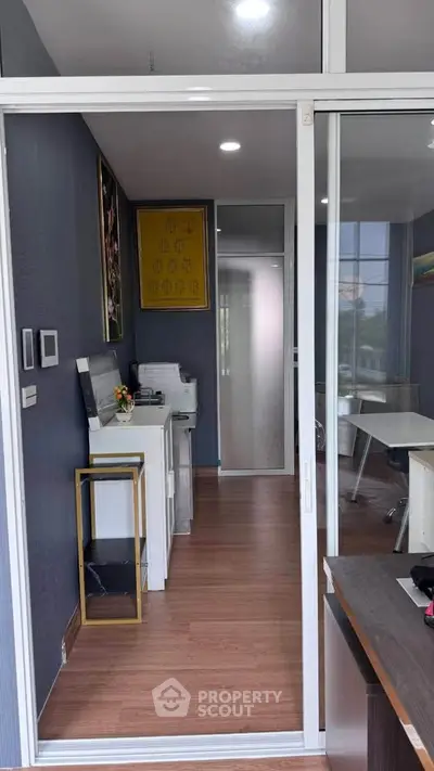 Modern study room with sleek design and natural light